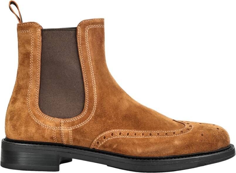 Santoni Italiaanse Leren Enkellaarzen Brown Heren