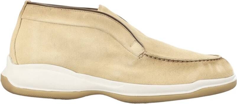 Santoni Italiaanse Leren Veterschoenen Beige Heren