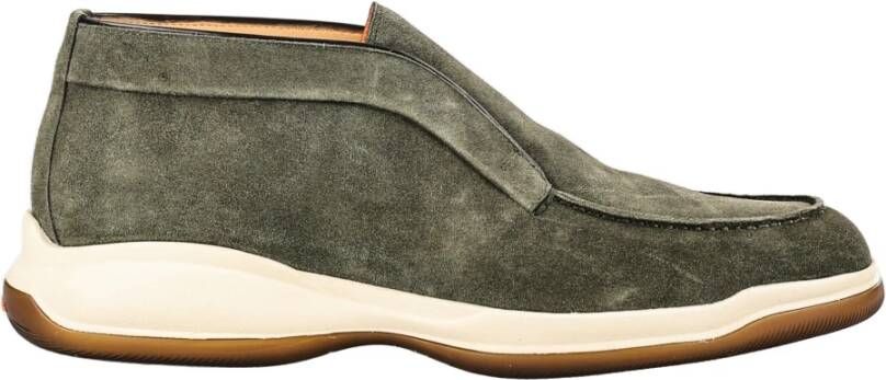 Santoni Italiaanse Leren Veterschoenen Green Heren