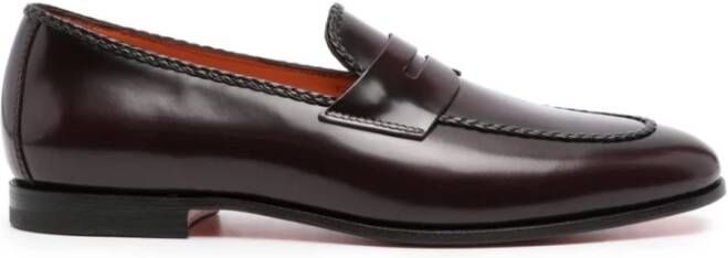 Santoni Klassiek Bordeaux Leren Gevlochten Armband Red Heren