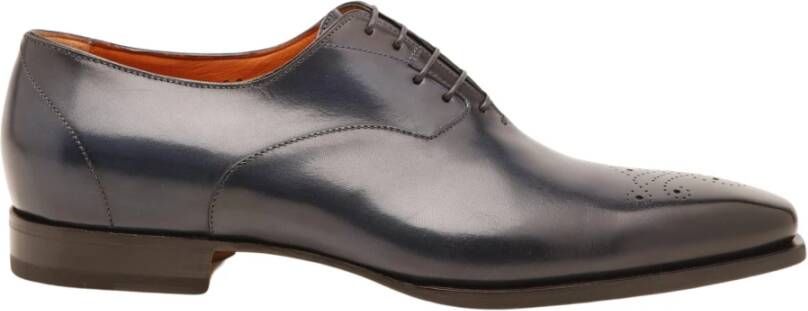 Santoni Klassieke Blauwe Leren Schoenen Blue Heren