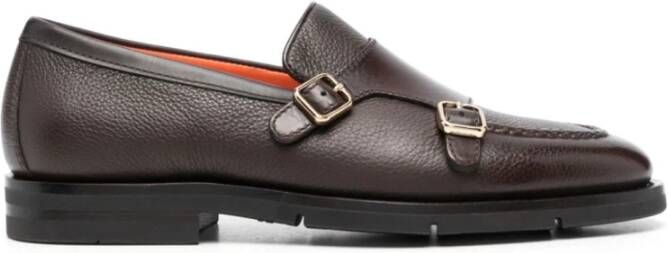 Santoni Klassieke Bruine Dong Loafers Brown Heren