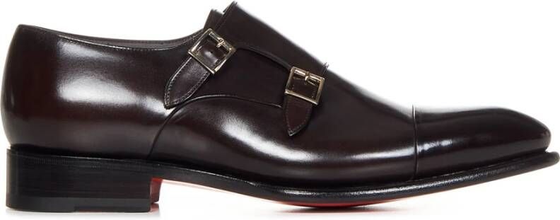 Santoni Klassieke bruine leren platte schoenen Brown Heren