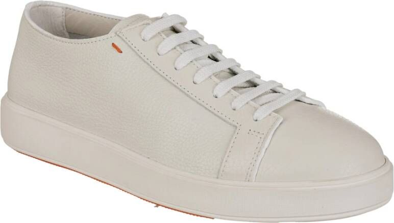 Santoni Leren Sneakers met Korrelstructuur oor Heren White Heren