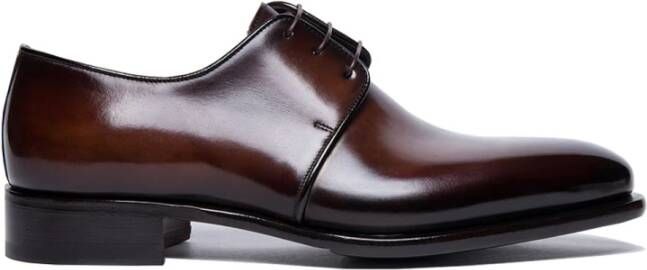Santoni Klassieke Derby Schoenen van Zwart Leer Brown Heren