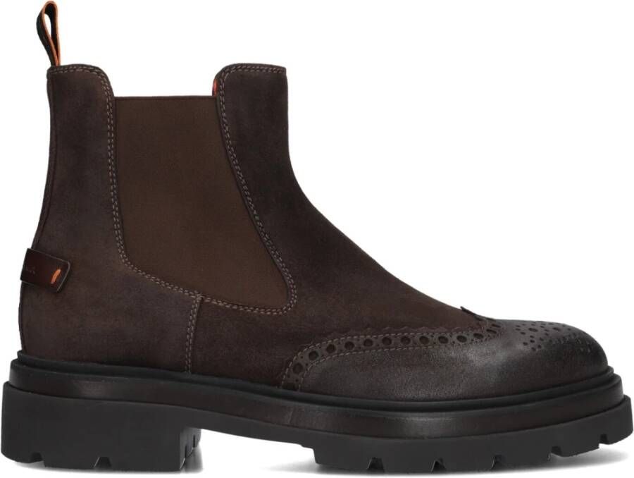 Santoni Bruin Leren Oversized Chelsea Laars Brown Heren