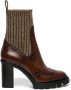 Santoni Boots Leather midheel brogue sock boot in bruin - Thumbnail 1