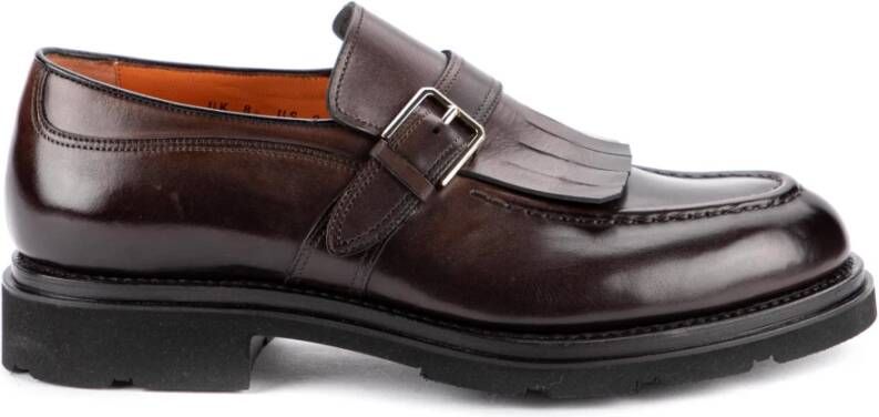 Santoni Klassieke Leren Loafers Brown Heren