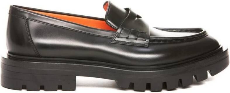 Santoni Klassieke Leren Moccasin Schoenen Black Dames