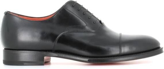 Santoni Klassieke zwarte leren Oxford schoenen Black Heren