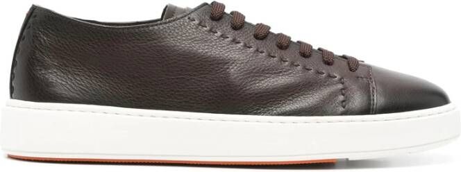 Santoni Koffiebruine Vetersneaker