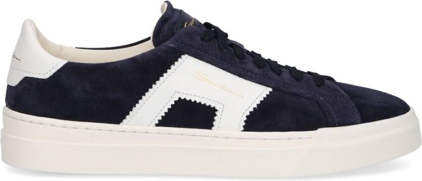 Santoni Lage sneakers met dubbele gesp Blauw Heren