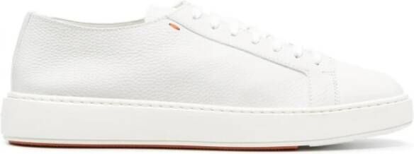 Santoni Leren Sneakers met Korrelstructuur oor Heren White Heren