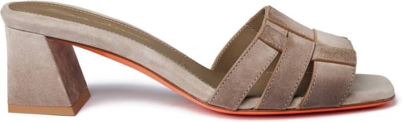 Santoni Leren Blokhak Sandalen