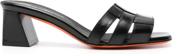 Santoni Leren Blokhak Sandalen