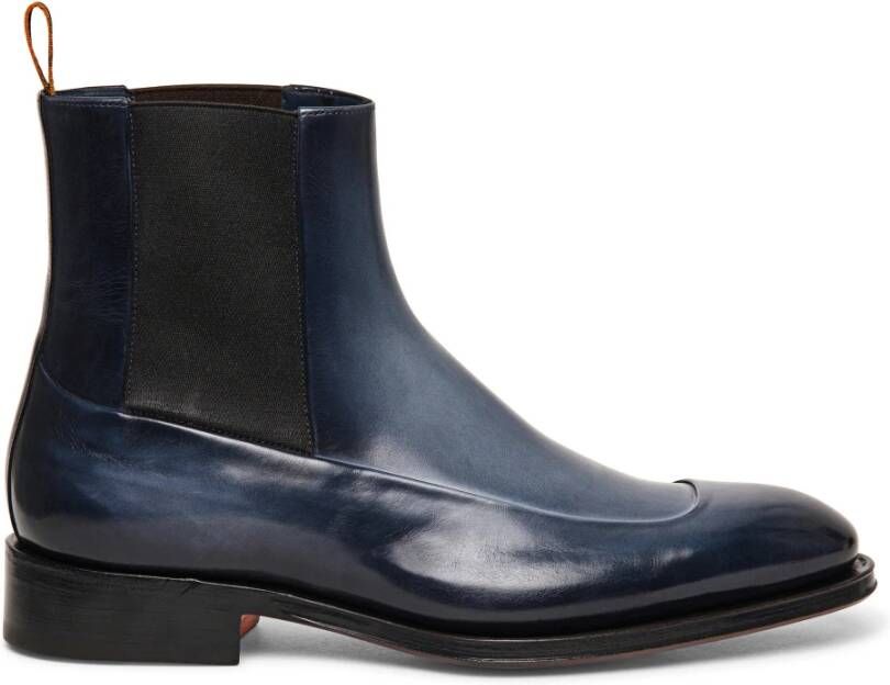 Santoni Leren Chelsea laars voor heren Blue Heren
