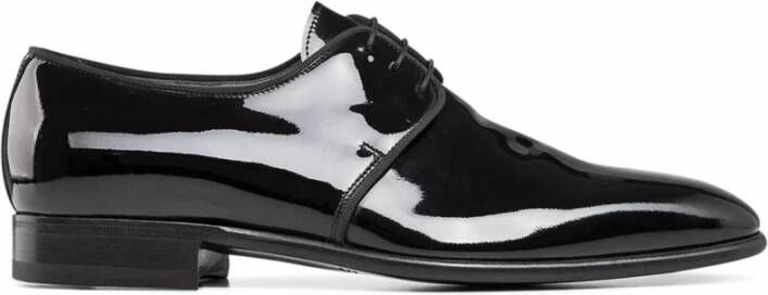 Santoni Leren Derby Schoenen Black Heren