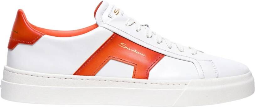 Santoni Lage sneakers met dubbele gesp White Heren