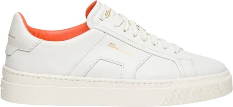 Santoni Leren dubbele gesp sneakers White Dames