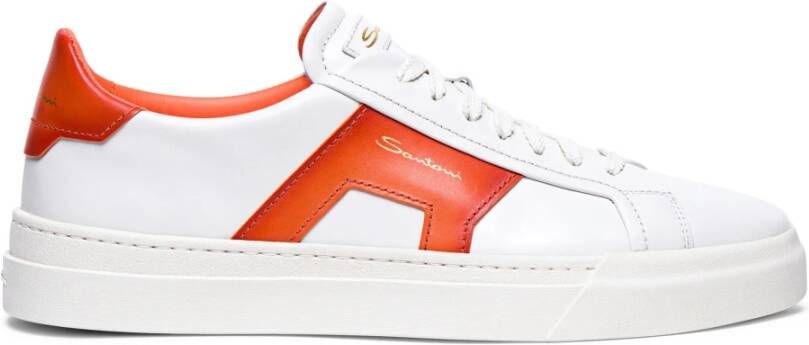 Santoni Lage sneakers met dubbele gesp White Heren