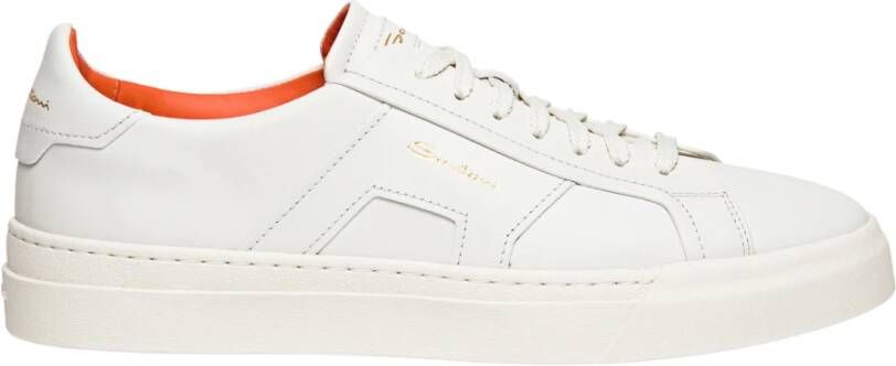 Santoni Leren dubbele gespsneakers Wit Heren