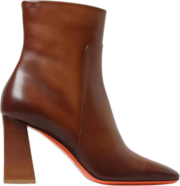 Santoni Leren Enkellaarsjes met Blokhak