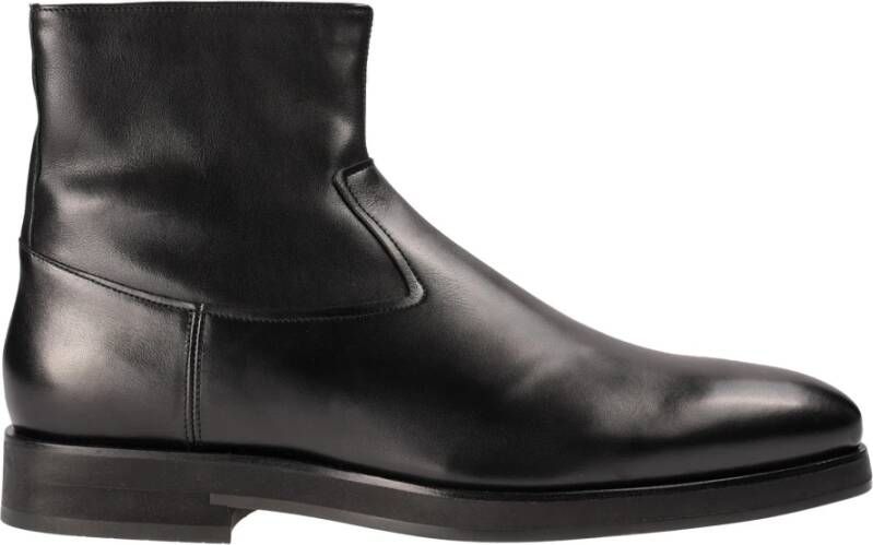 Santoni Leren Enkellaarzen Black Dames