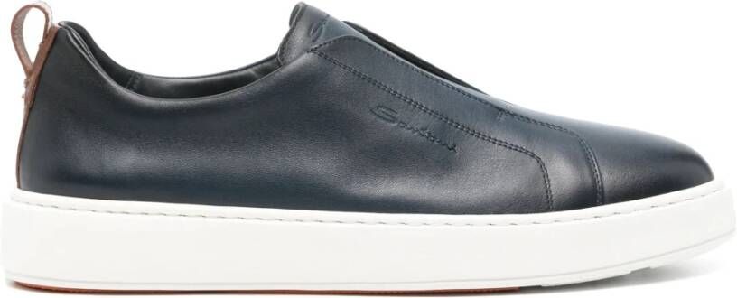 Santoni Leren Laceless Sneakers met Rubberen Zool