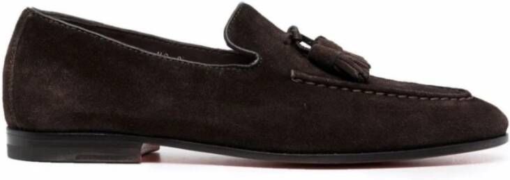 Santoni Leren Loafers Brown Heren