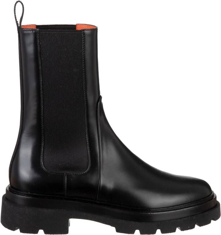 Santoni Stijlvolle leren gevechtslaarzen Black Dames