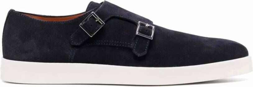 Santoni Leren Monnik Schoenen Blue Heren