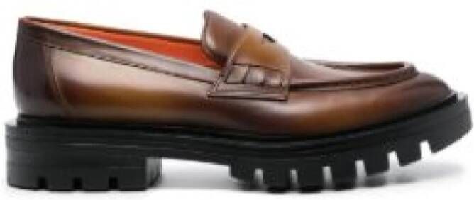 Santoni Leren Penny Loafers