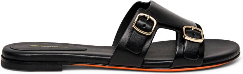 Santoni Leren Slide Sandaal met Dubbele Gesp