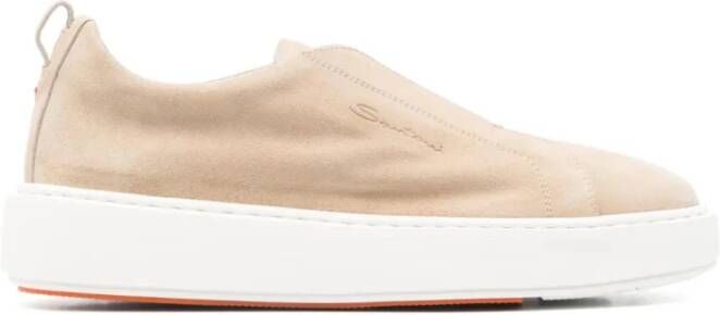 Santoni Leren Sneakers Italiaans Gemaakt Rubberen Zool