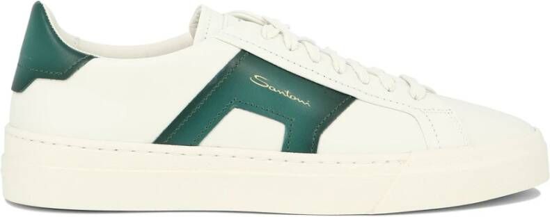 Santoni Leren sneakers met dubbele gesp White Heren