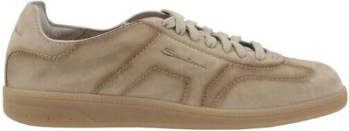 Santoni Leren sneakers met suède textuur