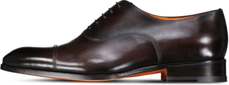 Santoni Leren veterschoenen Brown Heren