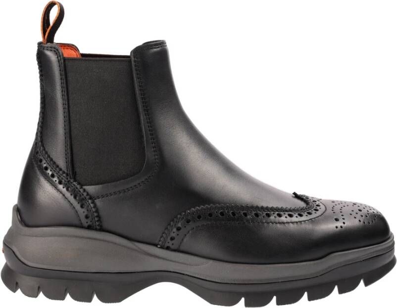 Santoni Leren Werklaarzen Zwart Black Heren