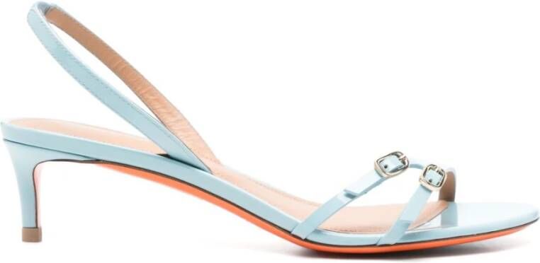 Santoni Lichtblauwe lakleren sandaal met halfhoge hak