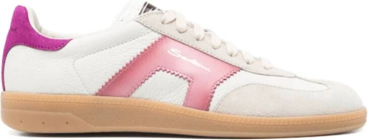 Santoni Lichtgrijze Sneakers met Logo Patch