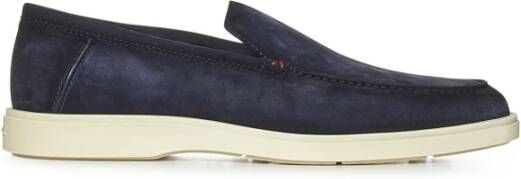 Santoni Blauwe Suède Loafers voor Heren Blue Heren