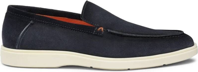 Santoni Blauwe Loafer met Oranje Zool