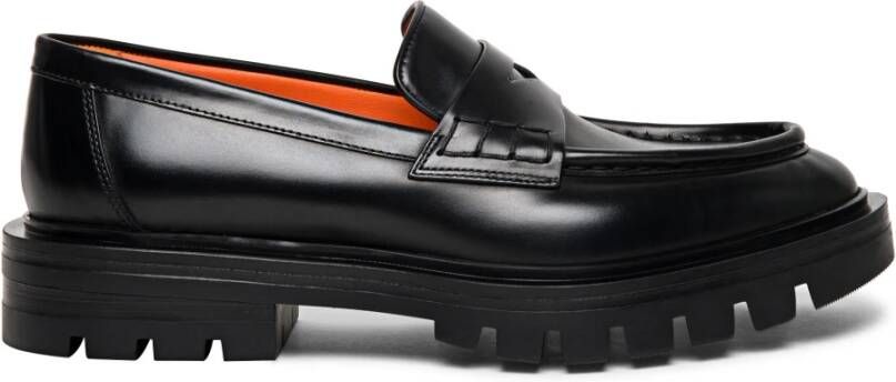 Santoni Zwarte Penny Loafer met Ronde Neus Black Dames