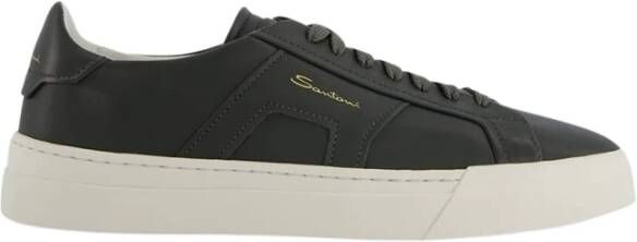Santoni Logo-Print Leren Sneakers Black Heren