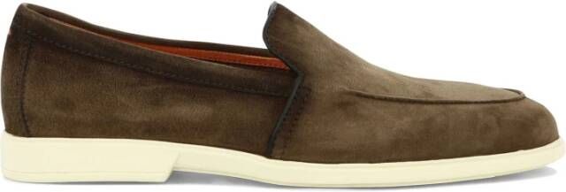 SANTONI Loafers Heren Malibu Maat: 10 5 Materiaal: Suède Kleur: Bruin