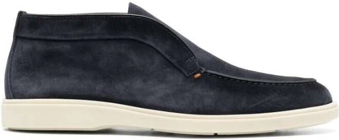 Santoni Marineblauwe Leren Loafers Blue Heren