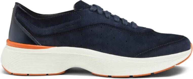Santoni Marineblauwe Sneakers met Geperforeerde Details