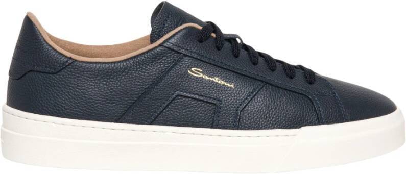 Santoni Navy Leren Sneakers