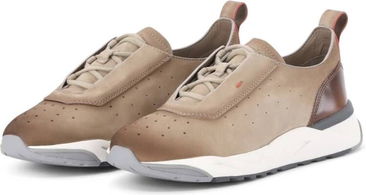 Santoni Nubuck Leren Sneakers met Leren Detail
