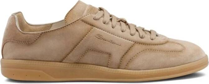 SANTONI Lage Sneakers Heren Oly Cube Suède Camel